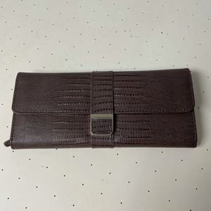 NWT - Supple Leather Jewelry Travel Roll - Brown Lizard